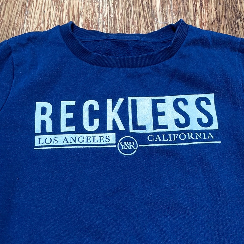 Young & Reckless blue fleece-lined sweatshirt size small - Picture 4 of 6